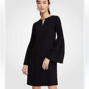 Ann Taylor Black Bollywood Pleat Sleeve Keyhole Shift Dress Size 8P